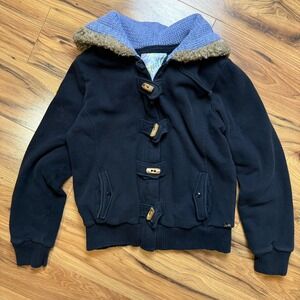 Vtg Y2K O'Neill Jacket Womens Sz L Black Zip Up Surf Grunge Retro Indie Street